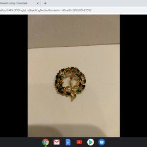 Vintage Christmas Wreath Brooch Pin